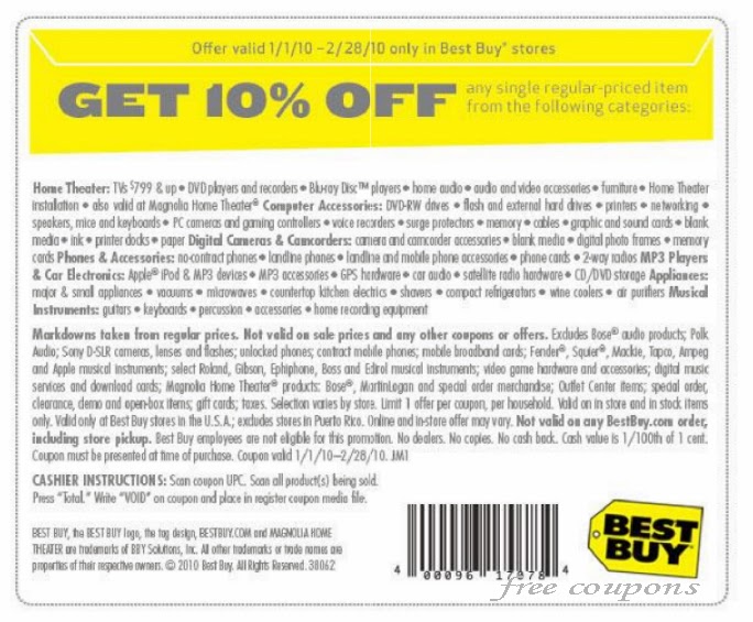 Buy com coupons When Best Buy does offer coupons, you’ll typically find 20% off small appliances and occasionally an item or brand specific coupon code. Combine these savings with the, free to join, My Best Buy Rewards program and/or Best Buy credit cards to get the most out of your shopping%().